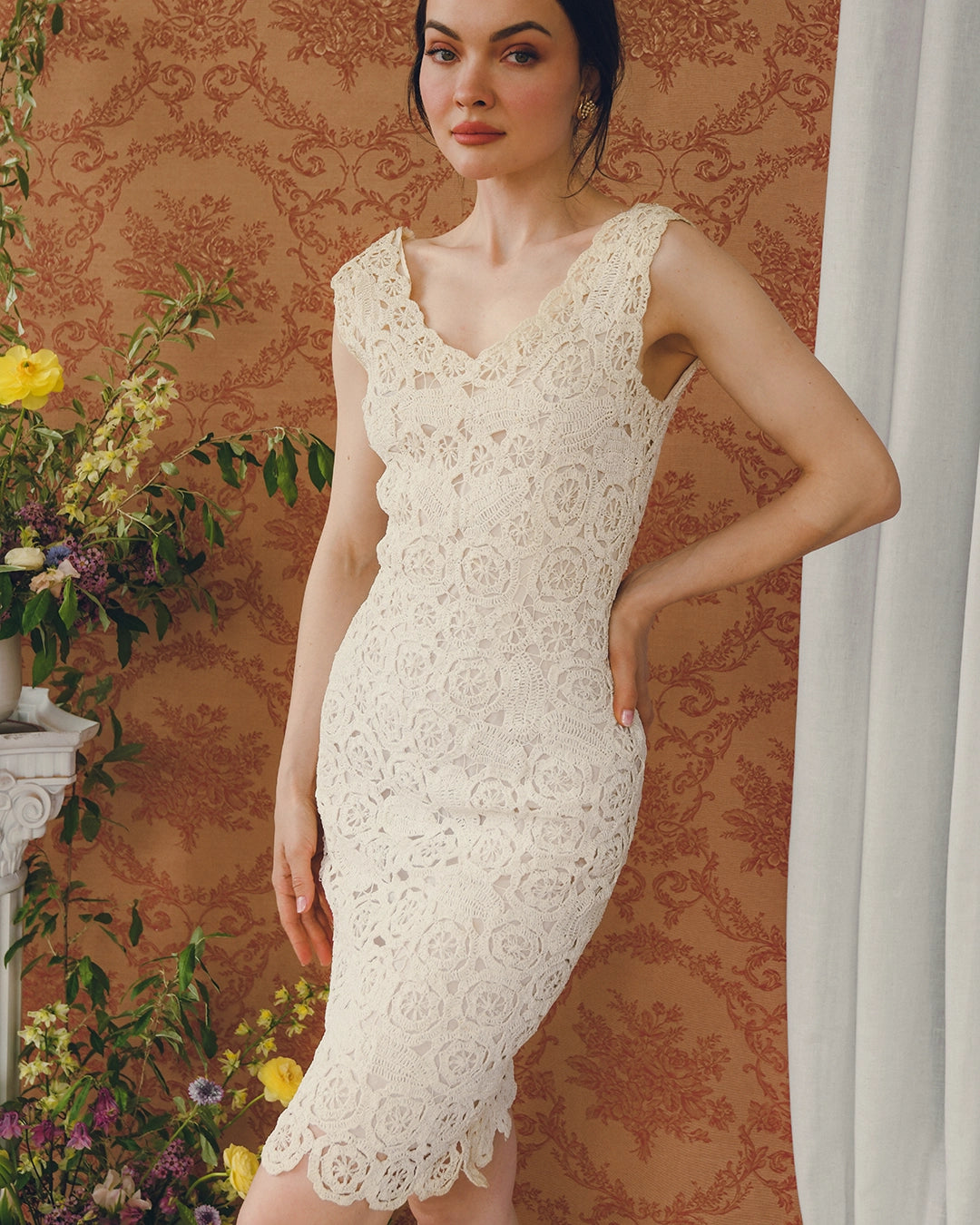 Vintage Italian Crochet Raffia Wiggle Dress