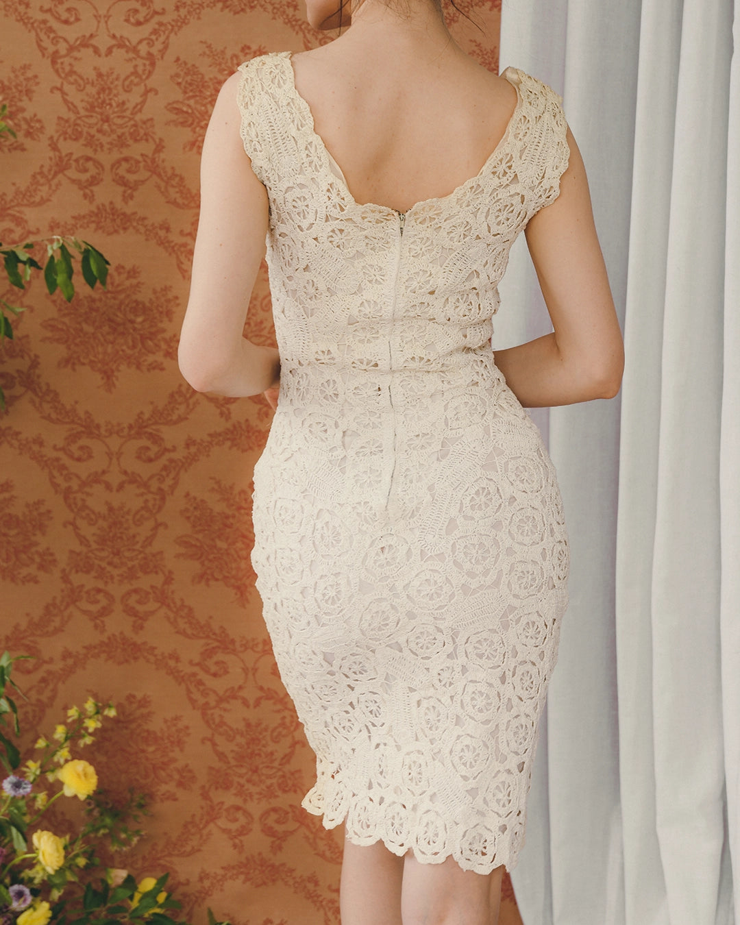 Vintage Italian Crochet Raffia Wiggle Dress