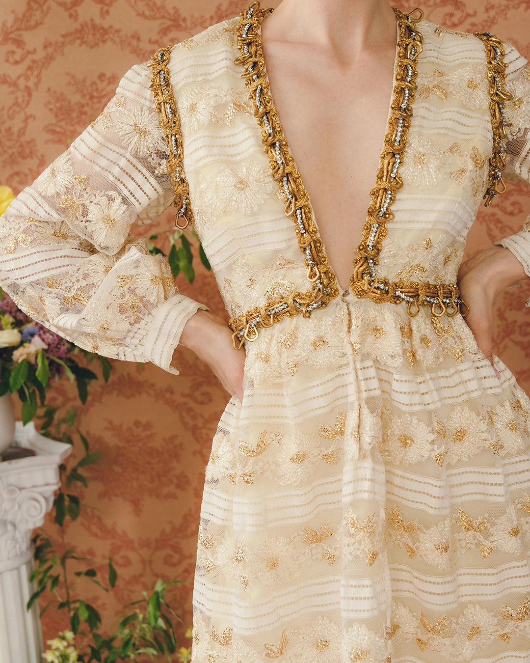 Vintage 1960s Oscar De La Renta Embellished Long Sleeve Minidress