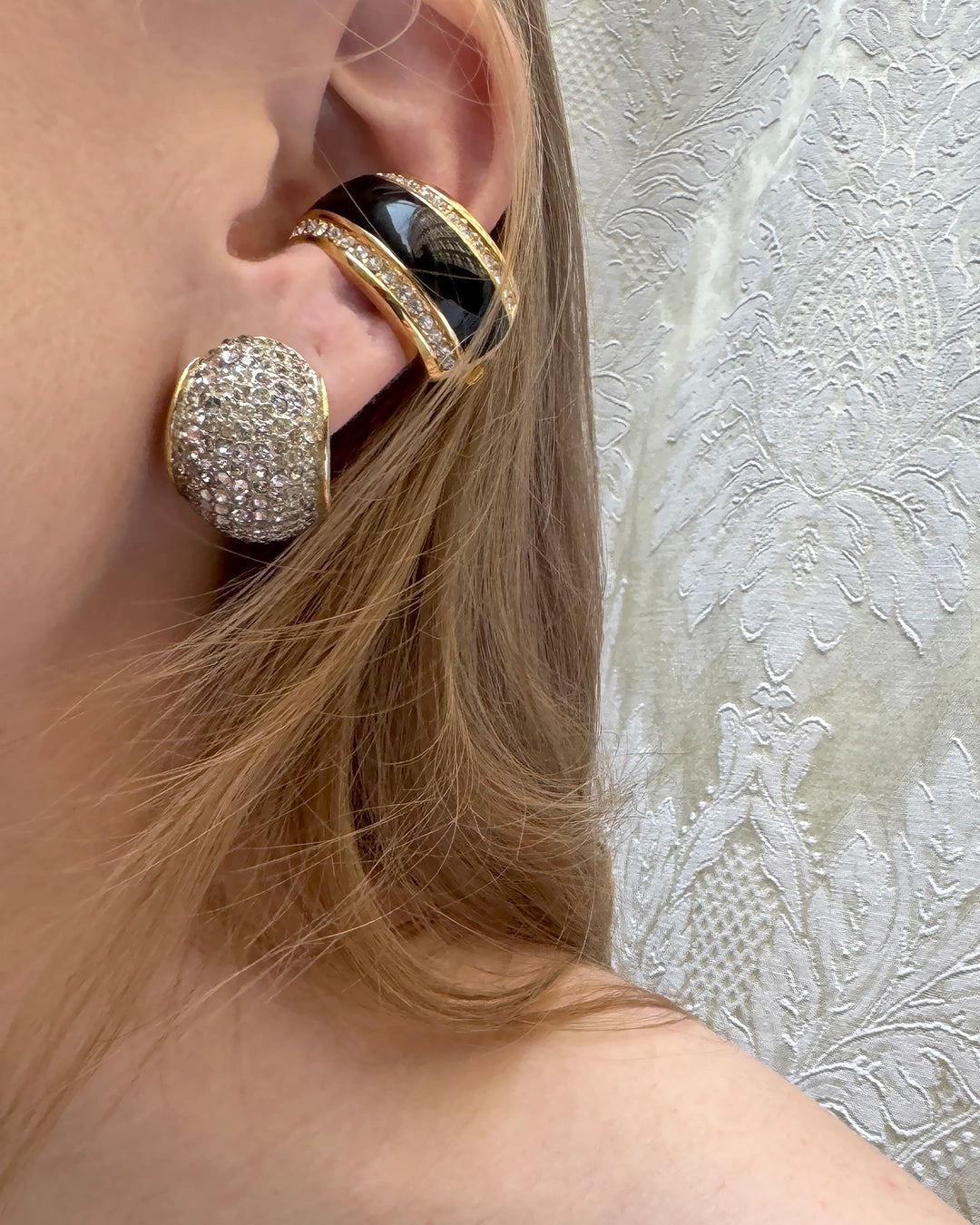 1960s Vendome Pavé Crystal Bombe Earrings