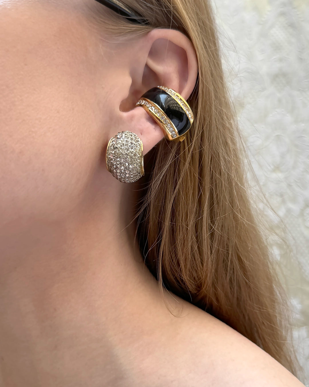 1960s Vendome Pavé Crystal Bombe Earrings