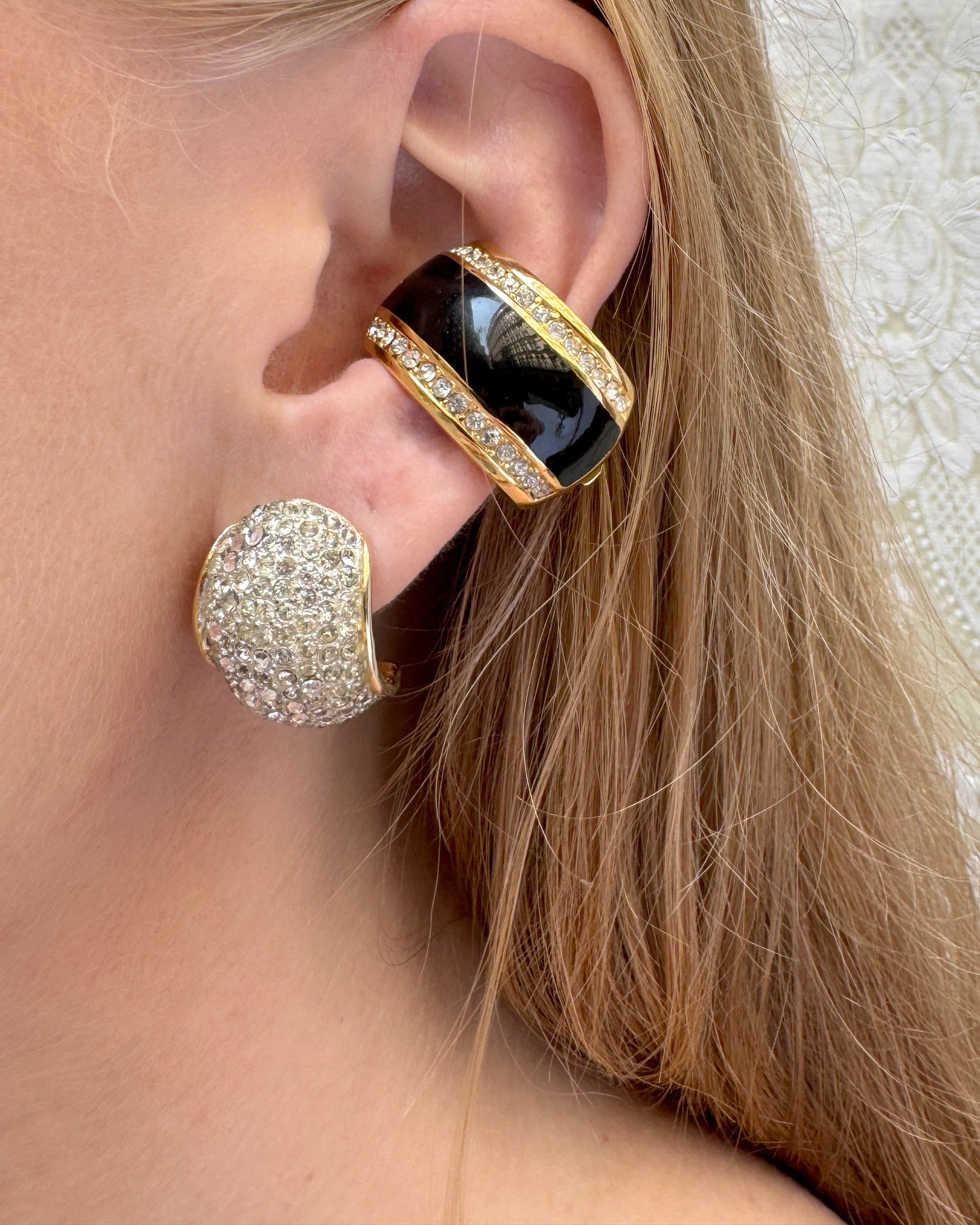 1960s Vendome Pavé Crystal Bombe Earrings