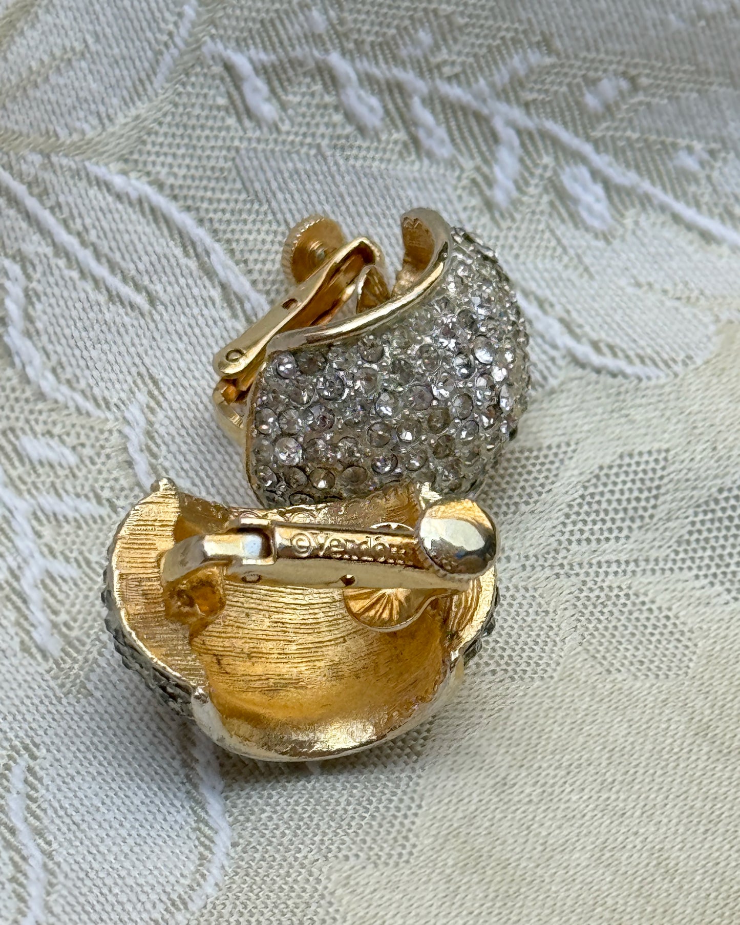 1960s Vendome Pavé Crystal Bombe Earrings