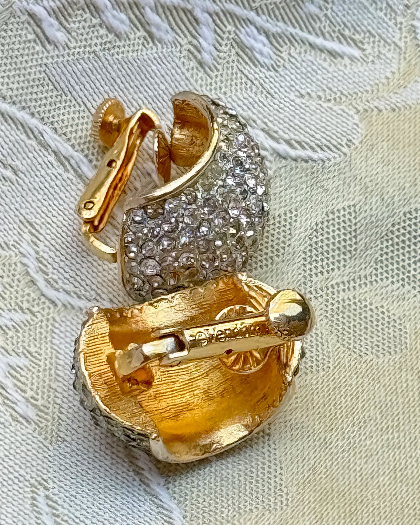 1960s Vendome Pavé Crystal Bombe Earrings
