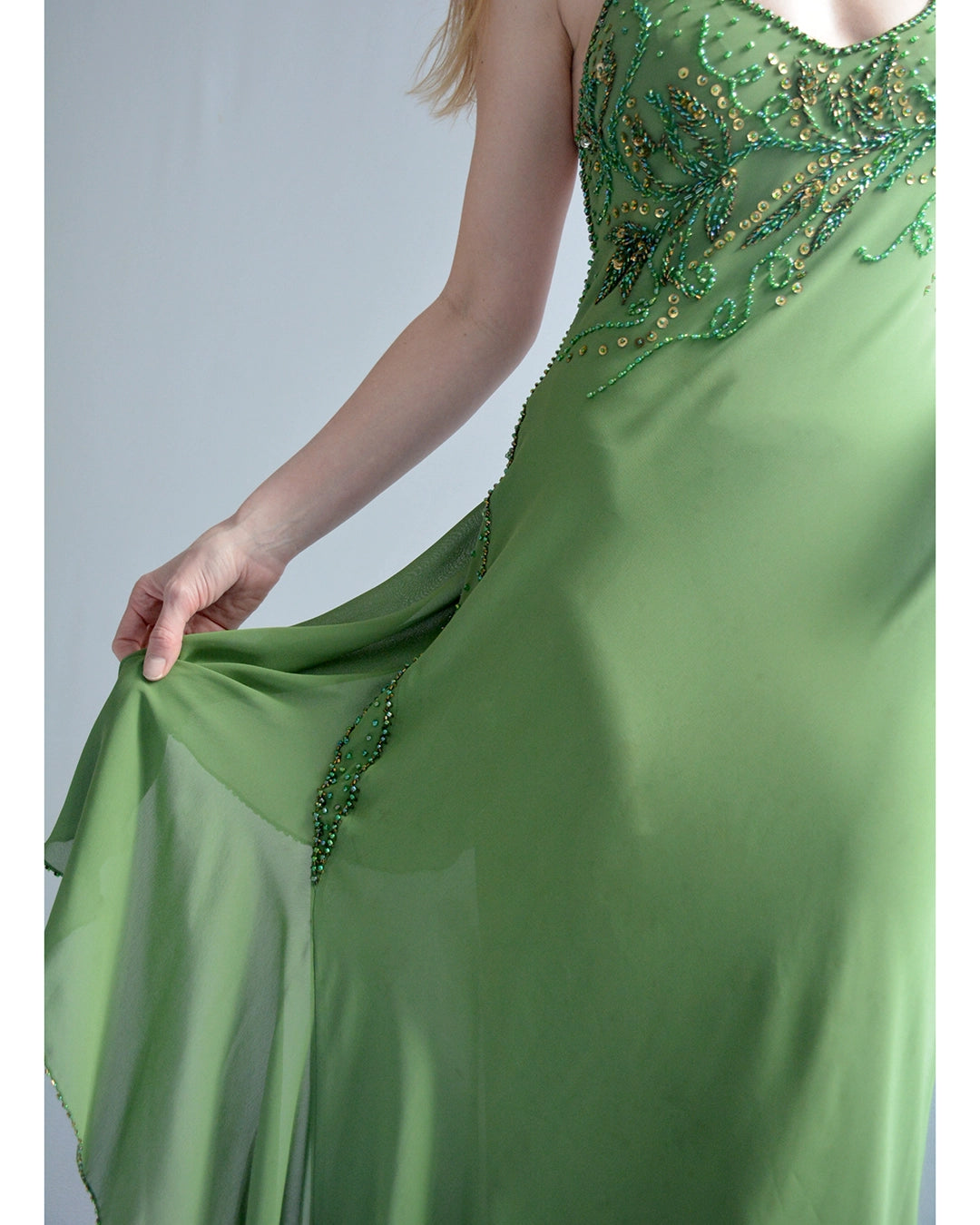Vintage 90s Bias-Cut Open-Back Beaded Gown