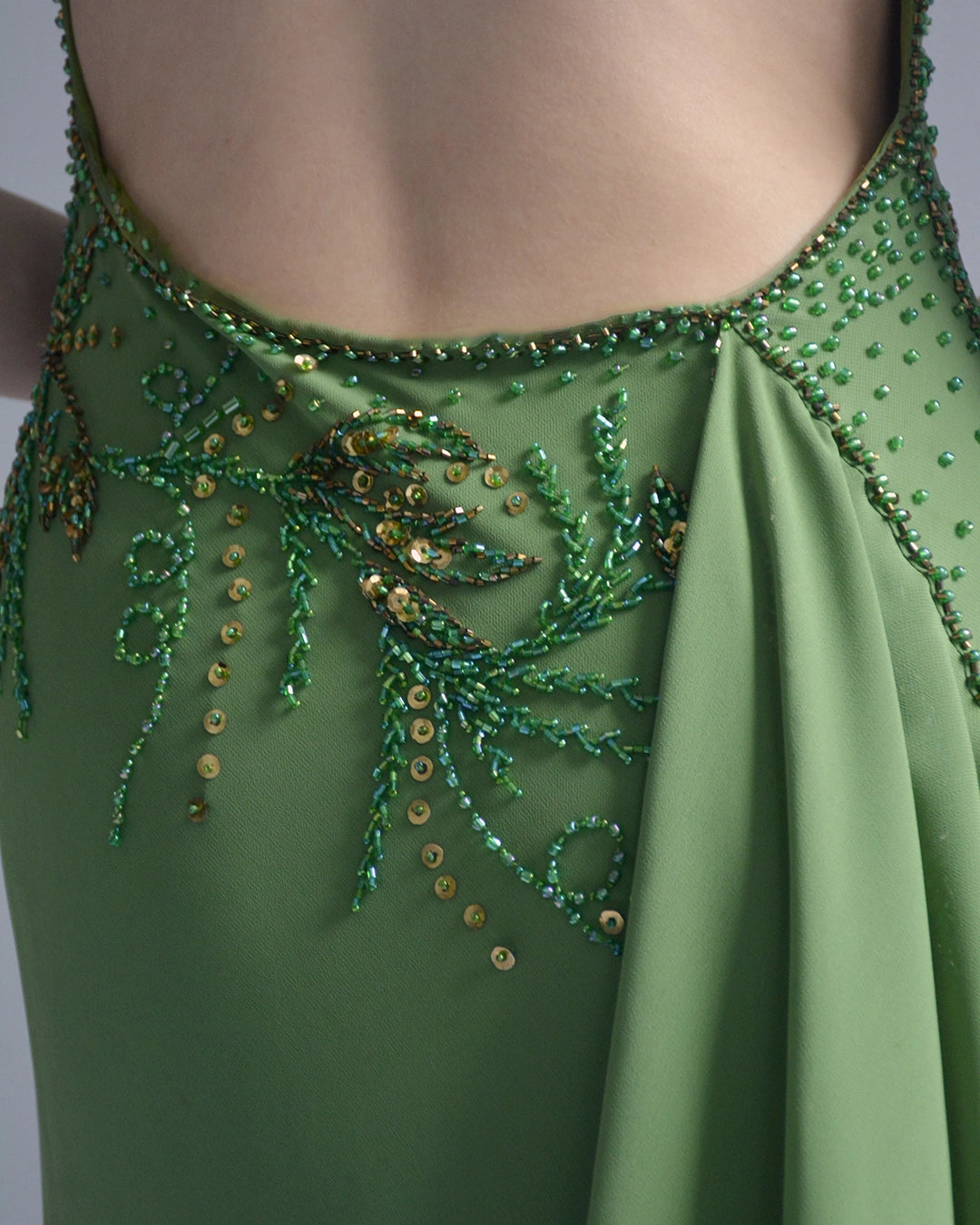 Vintage 90s Bias-Cut Open-Back Beaded Gown