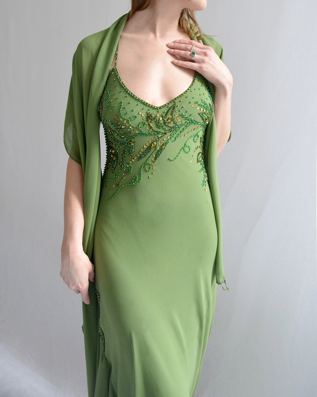Vintage 90s Bias-Cut Open-Back Beaded Gown Very Breezy Vintage 90s Bias-Cut Open-Back Beaded Gown Very Breezy