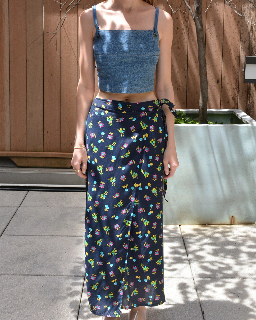 Vintage 90s Floral Printed Wrap Skirt