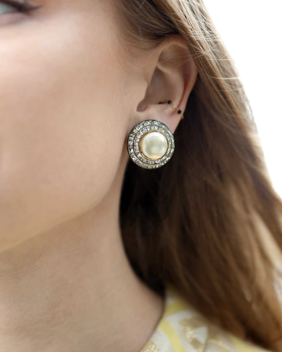 Vintage Art Deco Pearl Stud Earrings