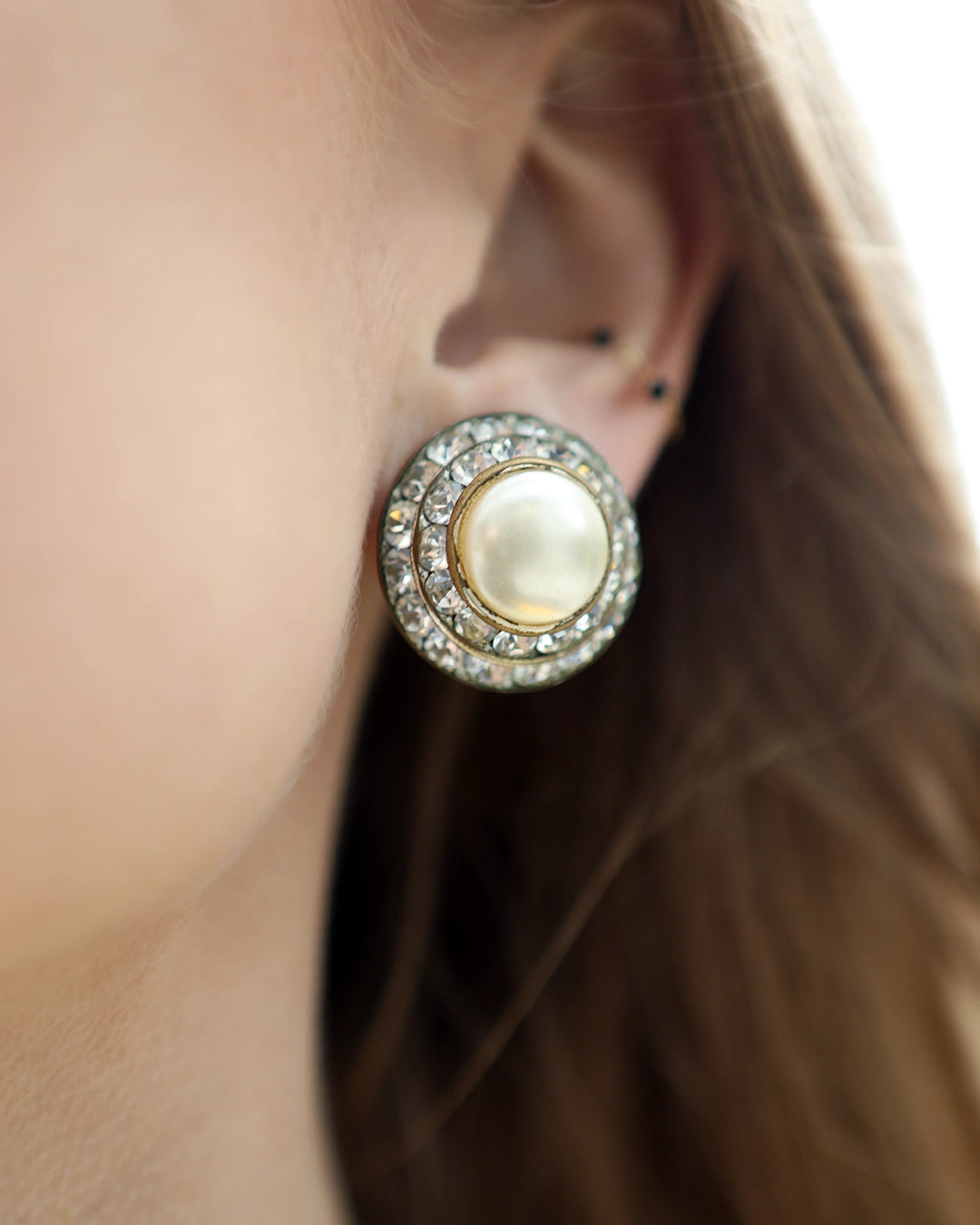 Vintage Art Deco Pearl Stud Earrings
