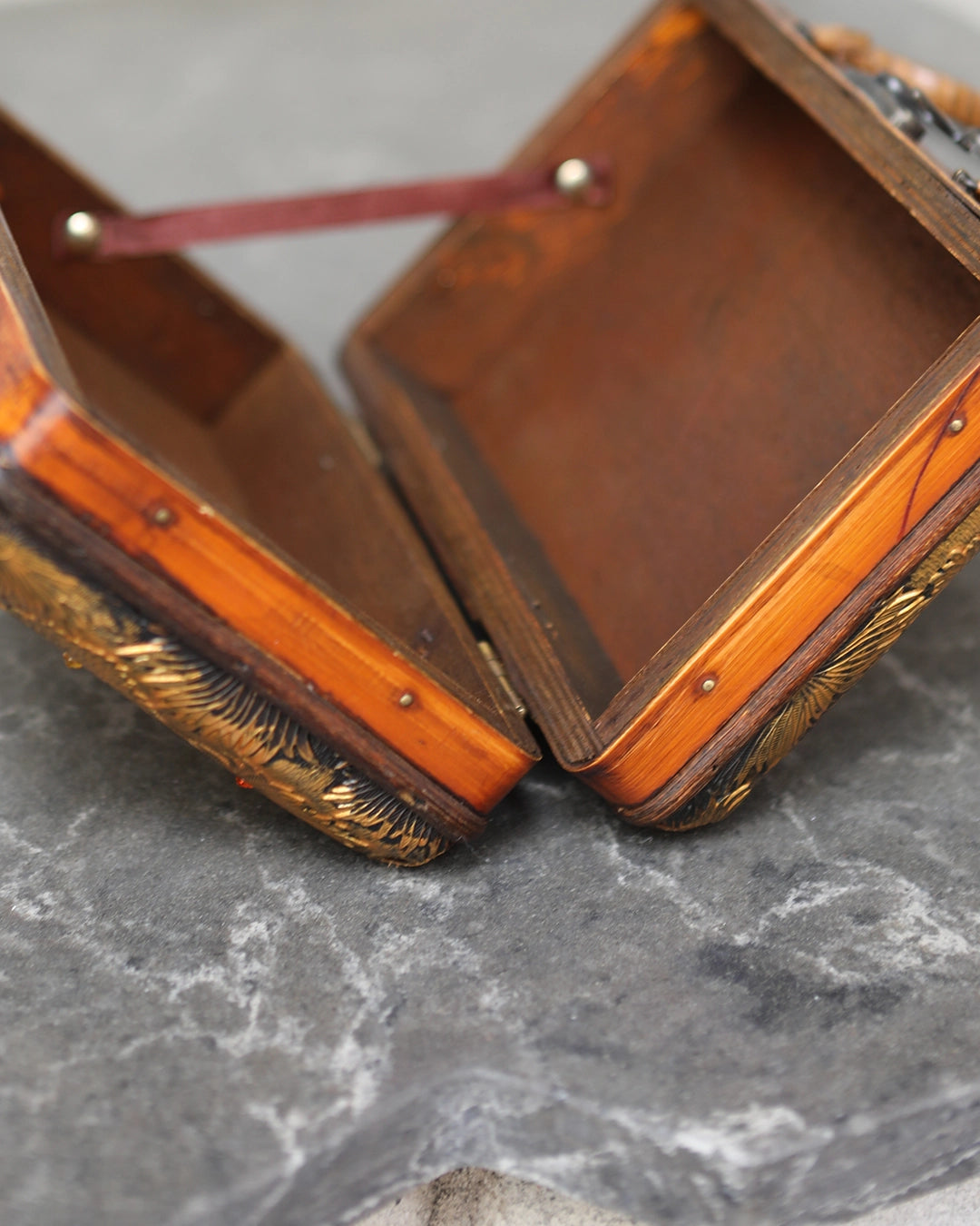 Vintage Bamboo And Embossed Floral Box Bag