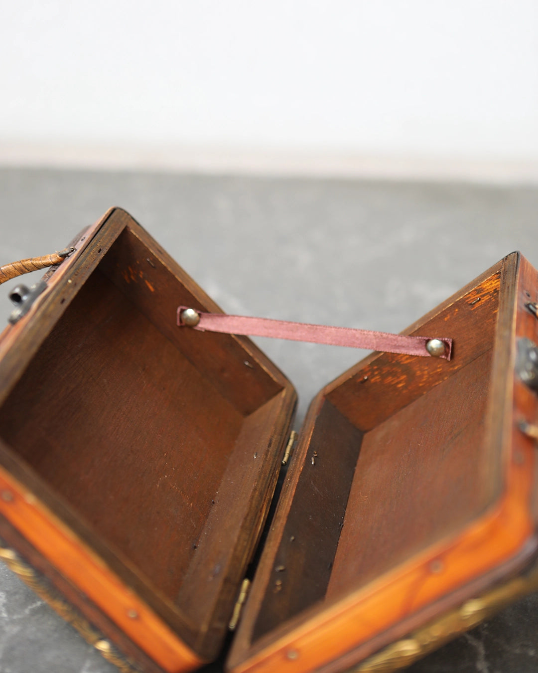 Vintage Bamboo And Embossed Floral Box Bag