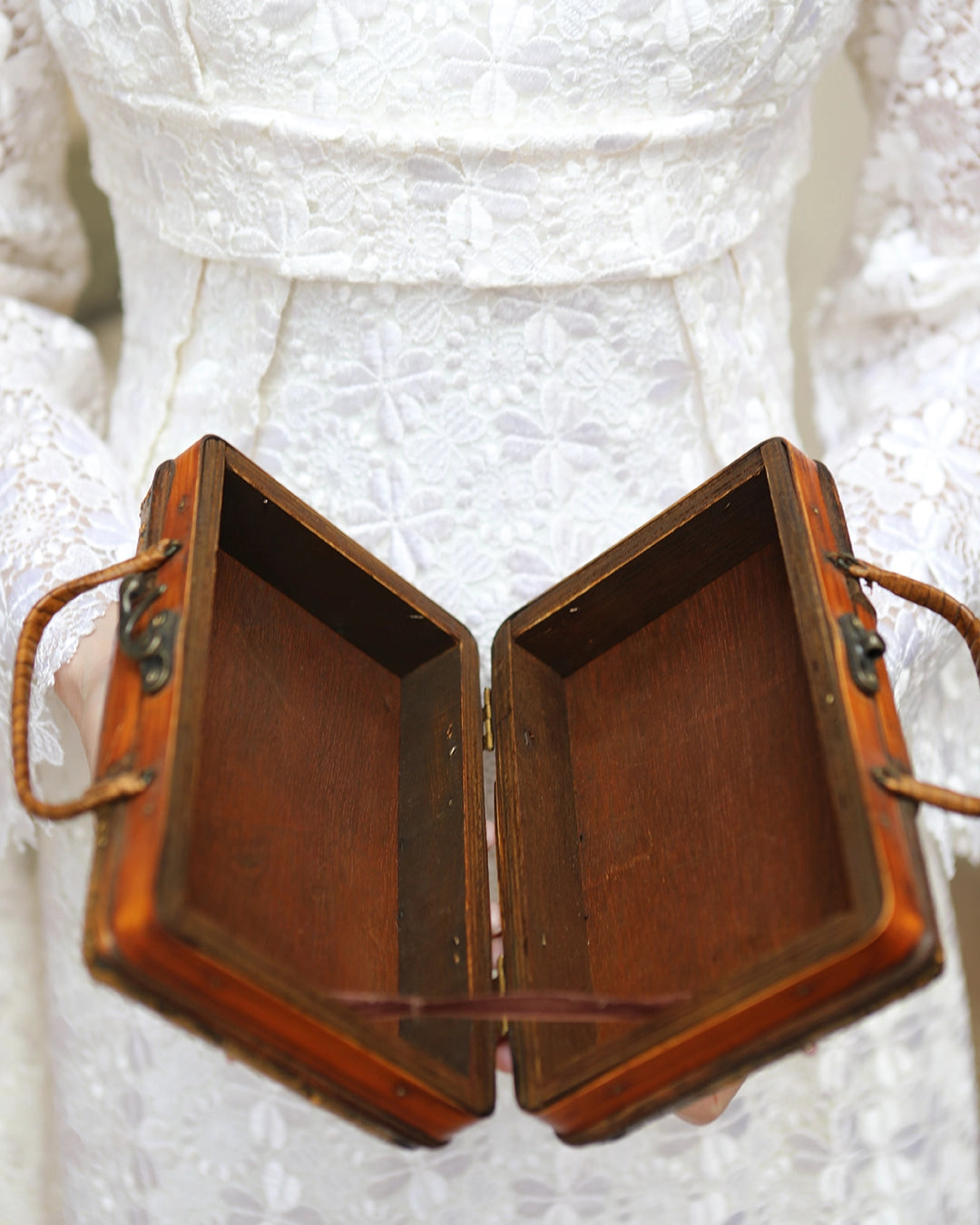 Vintage Bamboo And Embossed Floral Box Bag