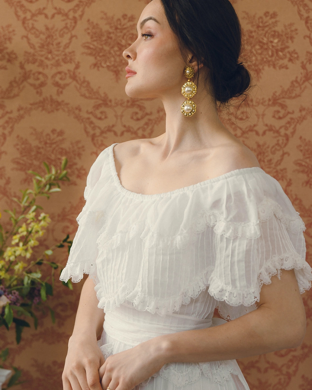 Vintage Baroque Revival Double-Drop Pearl Earrings