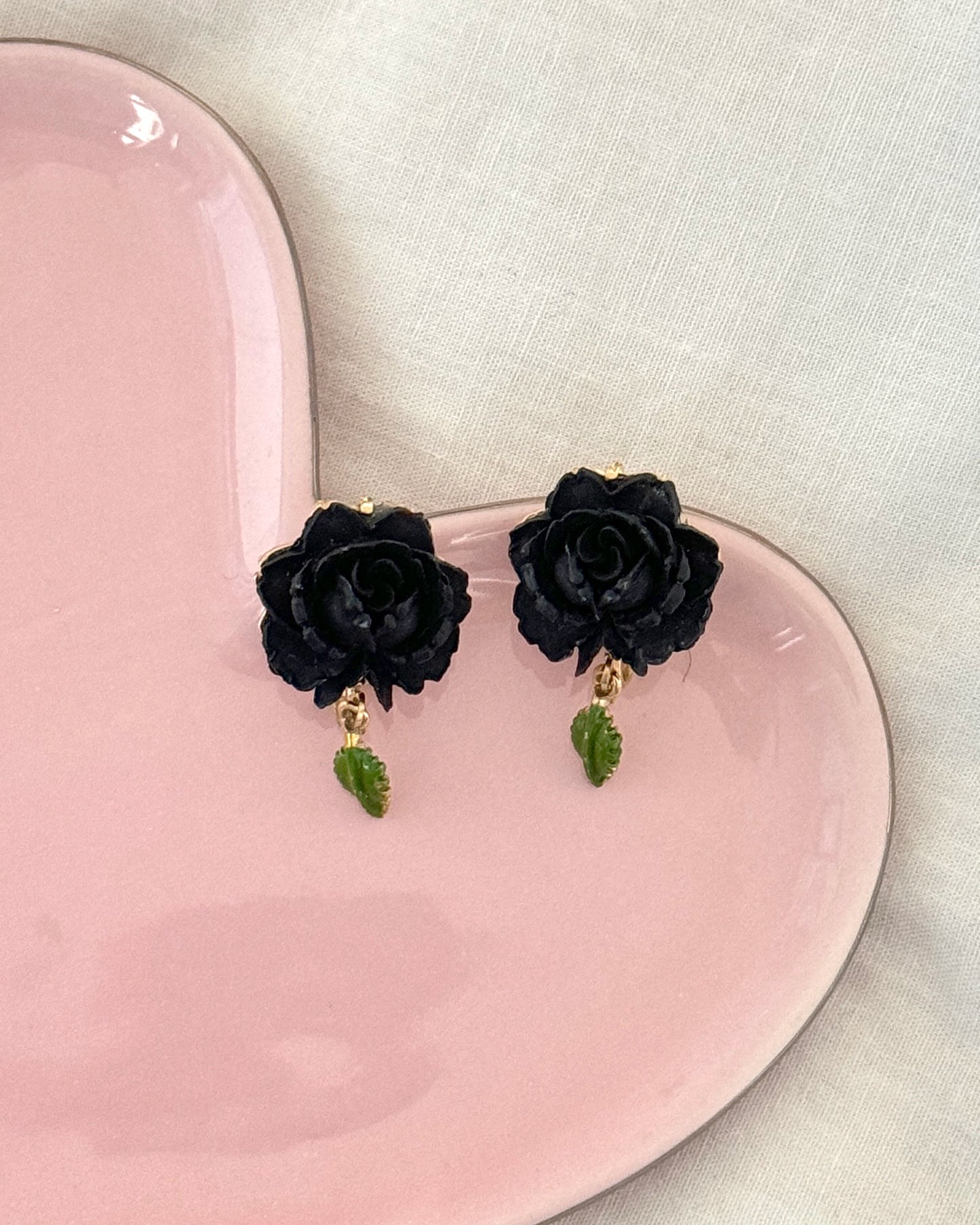 Vintage Black Rose Earrings