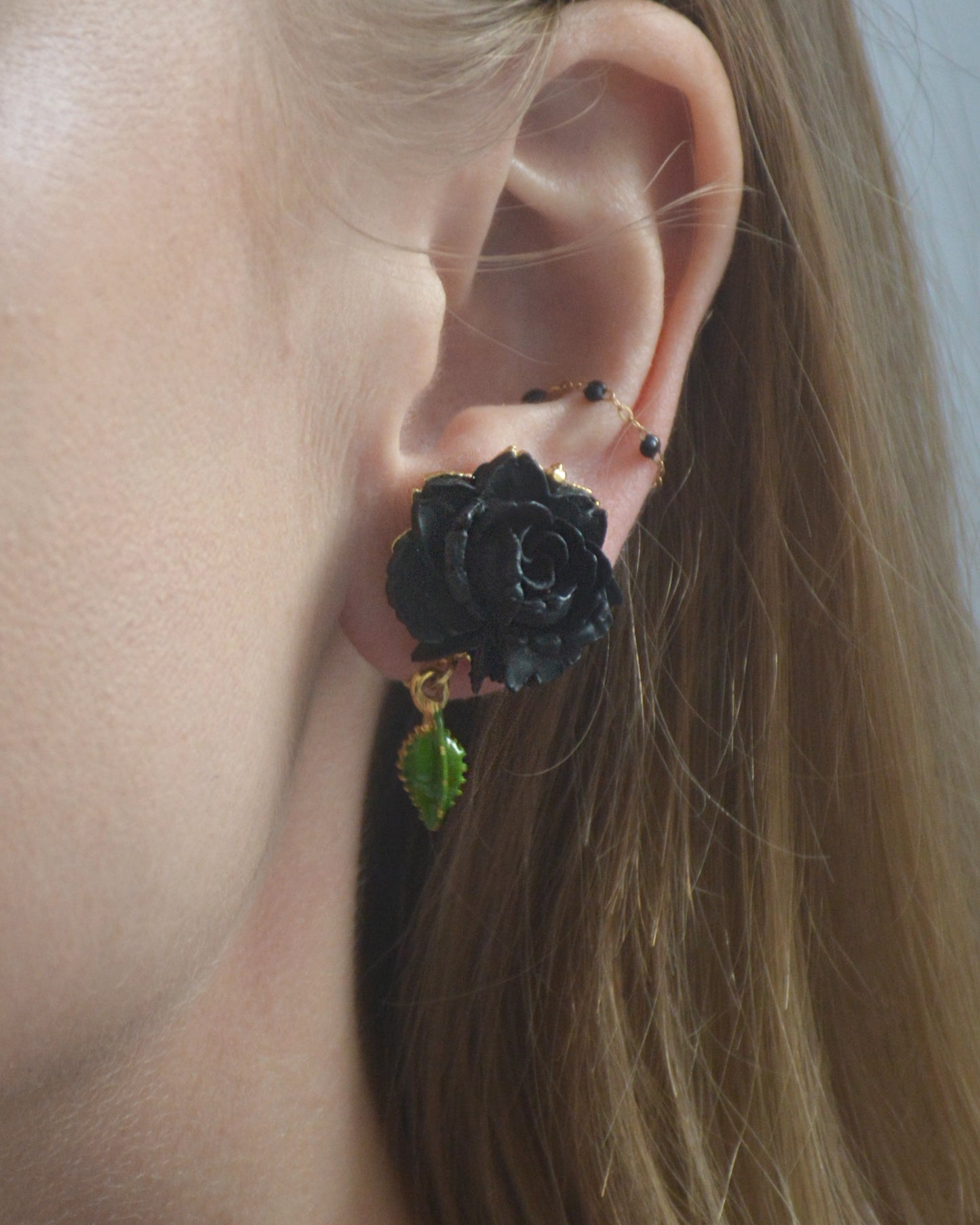 Vintage Black Rose Earrings