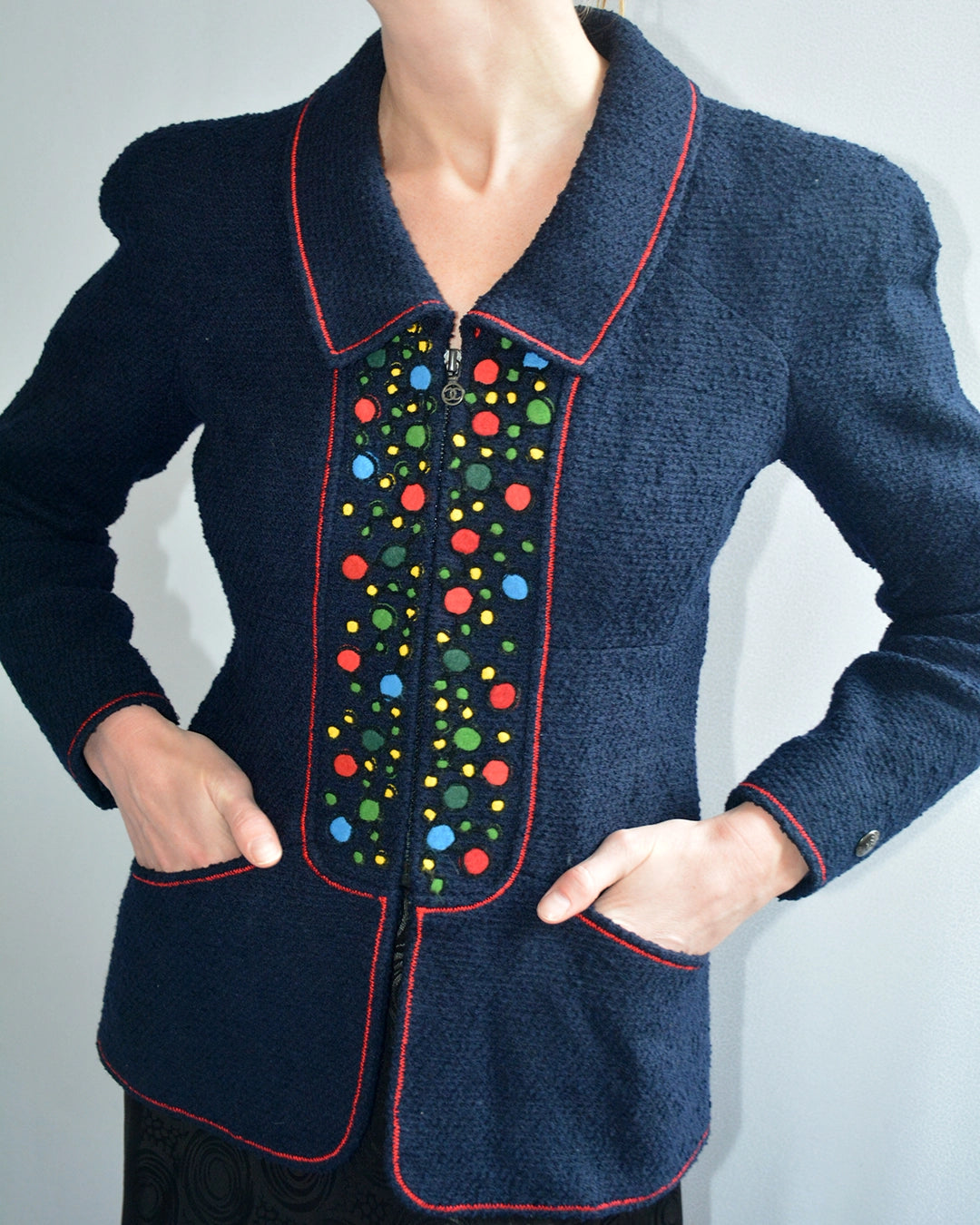Vintage Chanel Fall 1997 Runway Embroidered Bouclé Jacket
