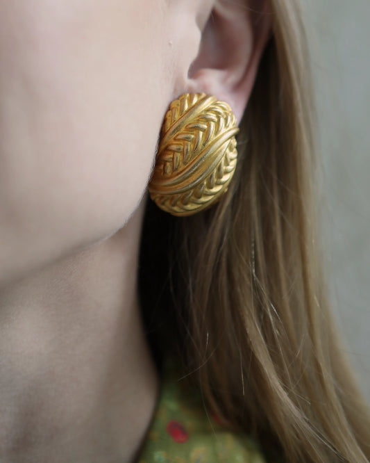 Vintage Chunky Gold Half Hoop Earrings
