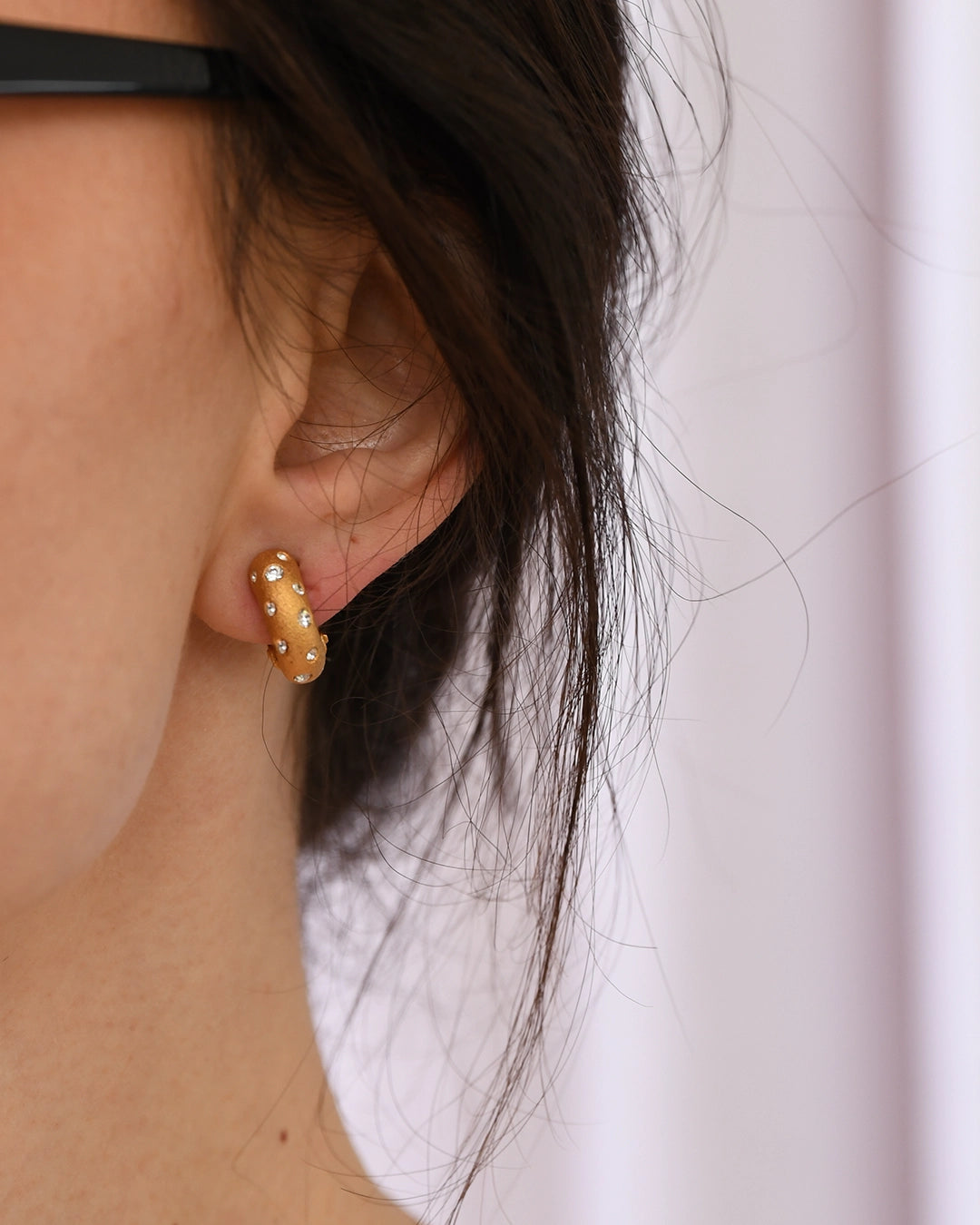 Vintage Crystal-Set Gold Huggie Hoops