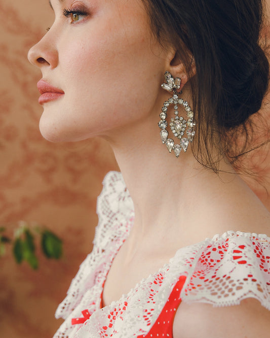 Vintage Diamanté Statement Earrings