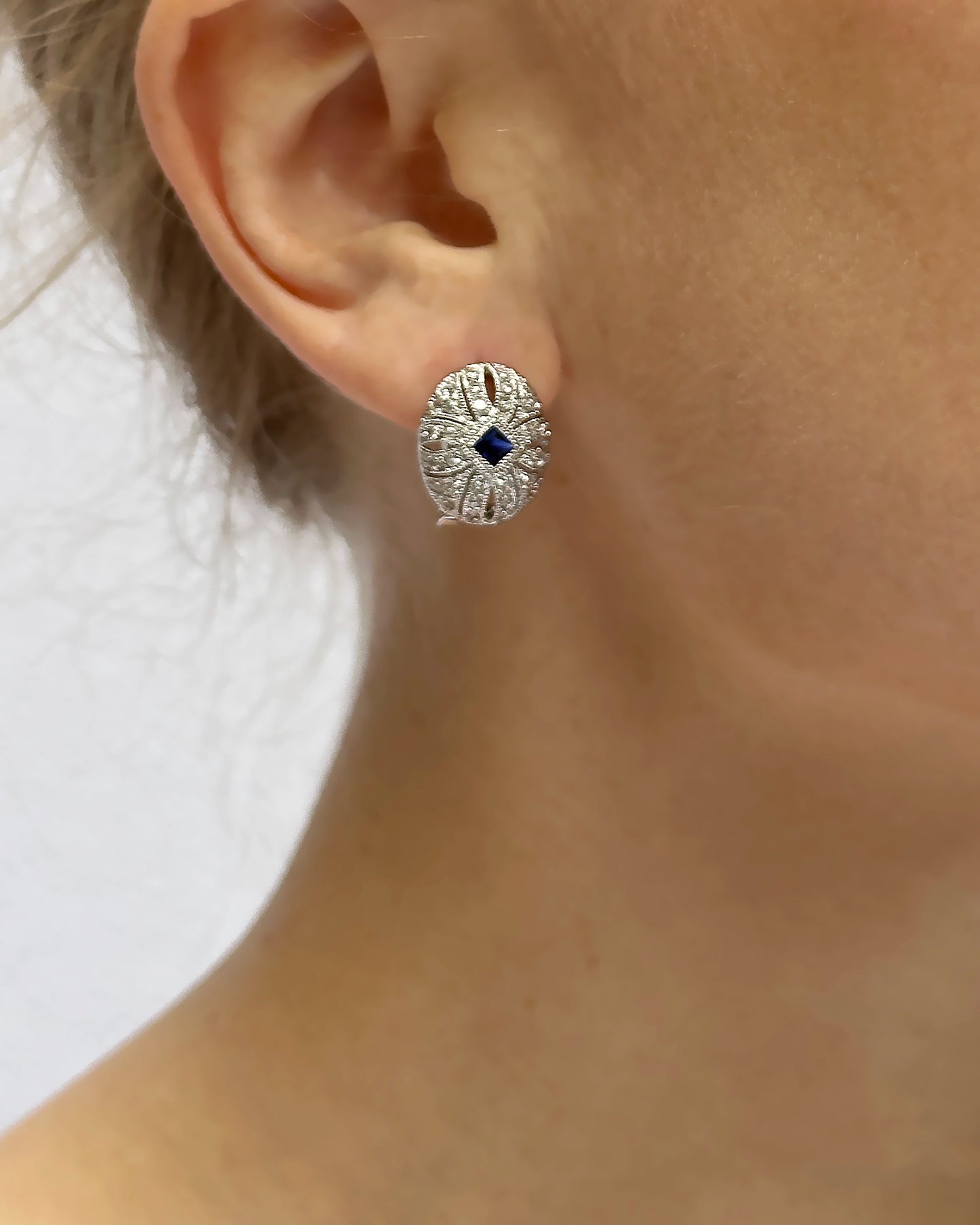 Vintage Diamond & Tanzanite Filigree Stud Earrings