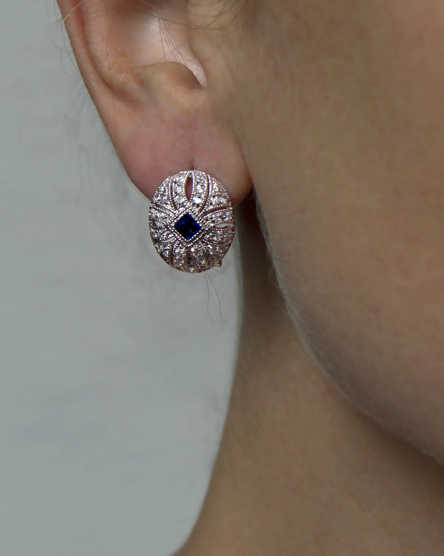 Vintage Diamond & Tanzanite Filigree Stud Earrings
