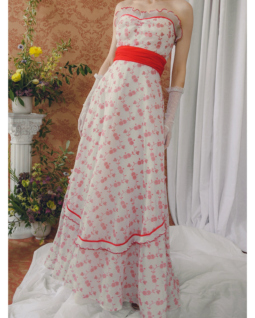 Vintage Embroidered Eyelet Bustier Gown
