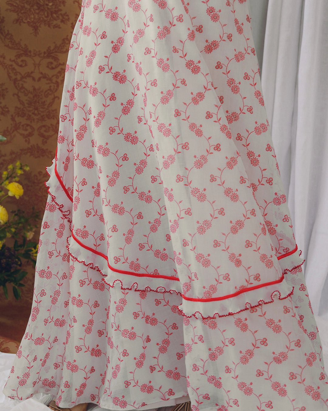 Vintage Embroidered Eyelet Bustier Gown