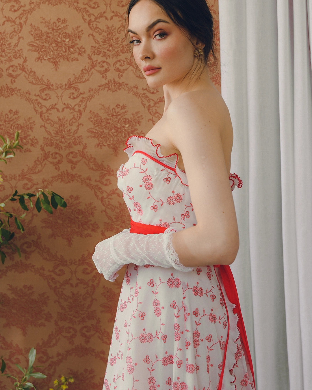 Vintage Embroidered Eyelet Bustier Gown