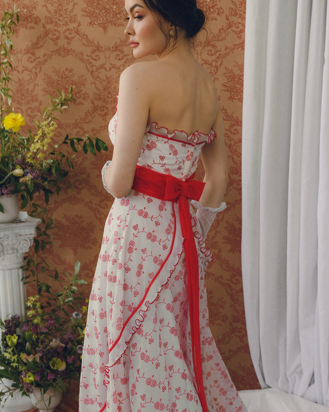 Vintage Embroidered Eyelet Bustier Gown