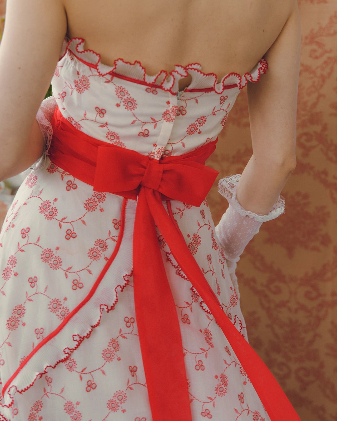 Vintage Embroidered Eyelet Bustier Gown