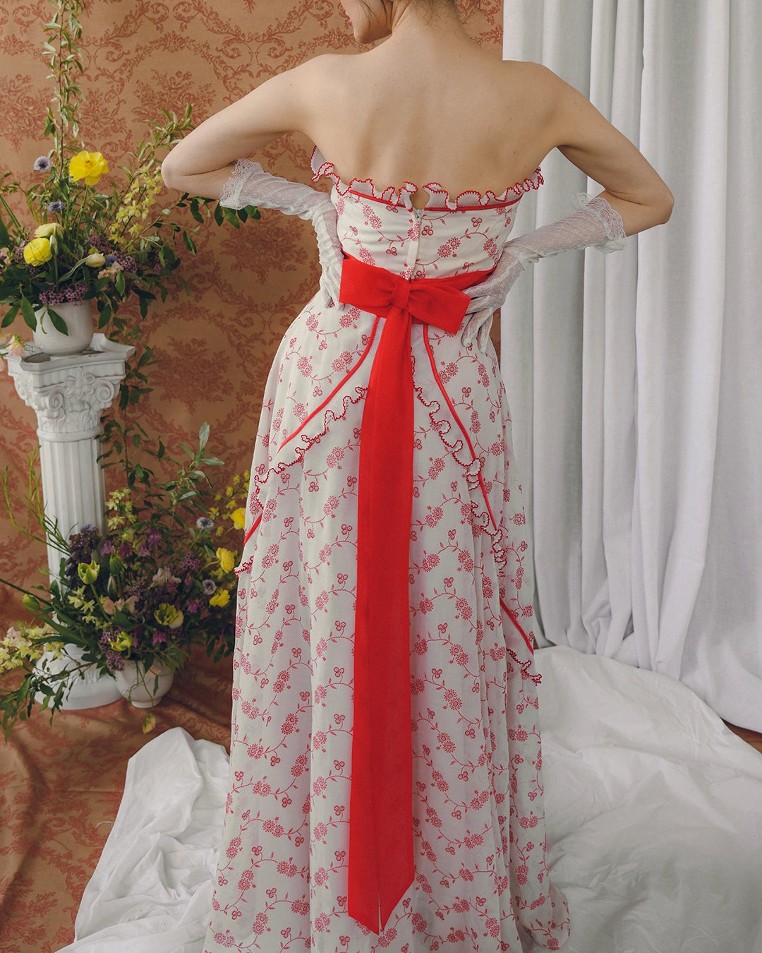 Vintage Embroidered Eyelet Bustier Gown