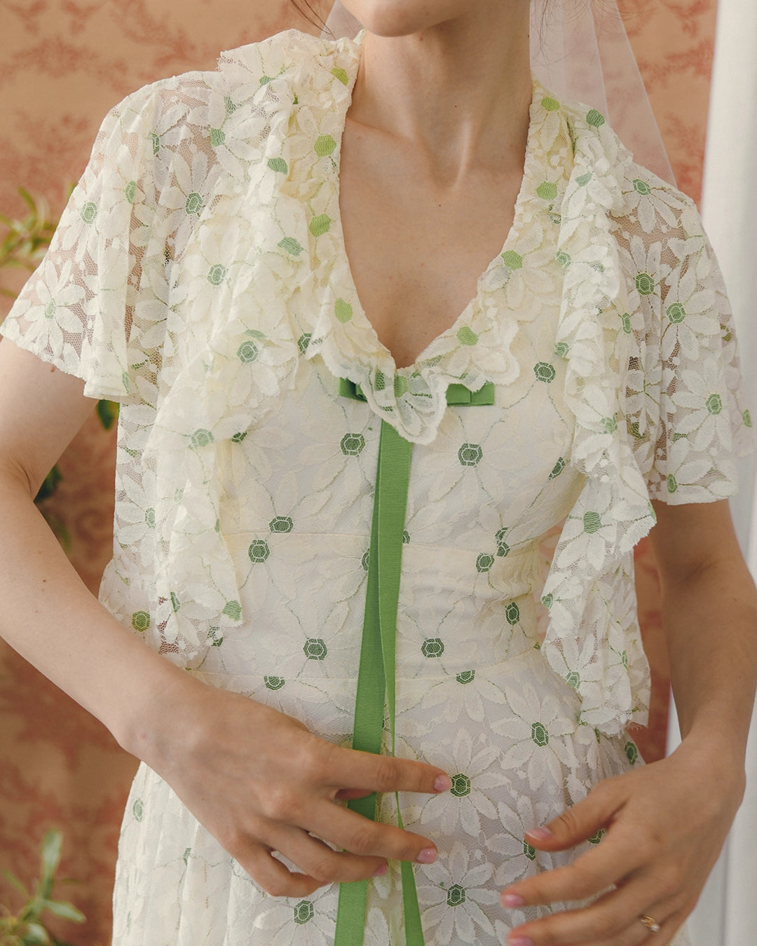 Vintage Embroidered Floral Lace Halter Gown With Matching Bolero