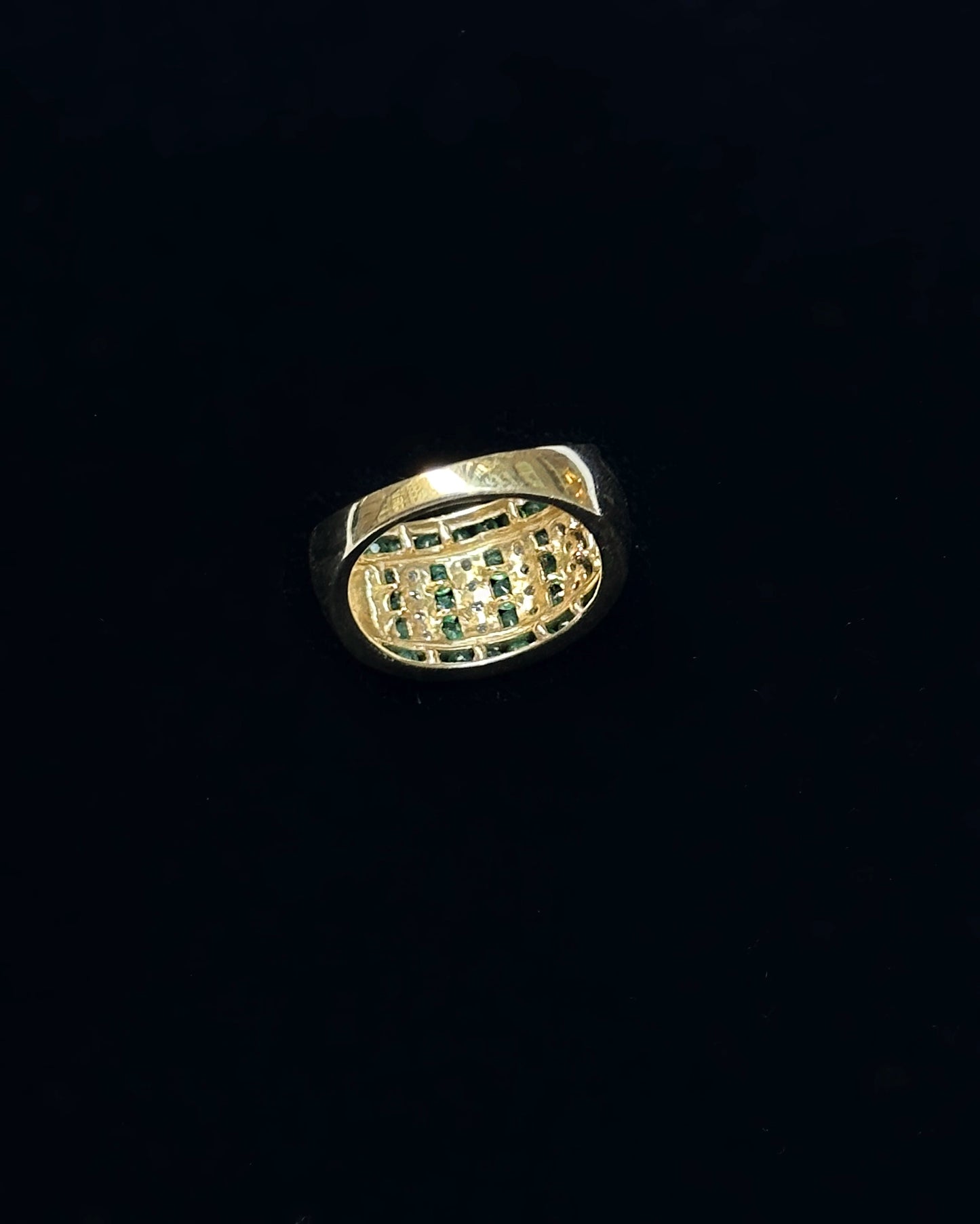 Vintage Emerald And Diamond Gold Bombe Ring