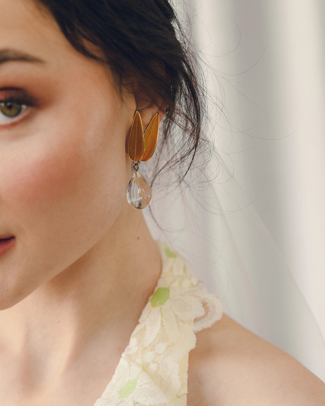 Vintage Glass Teardrop Earrings, Attributed To Robert Lee Morris
