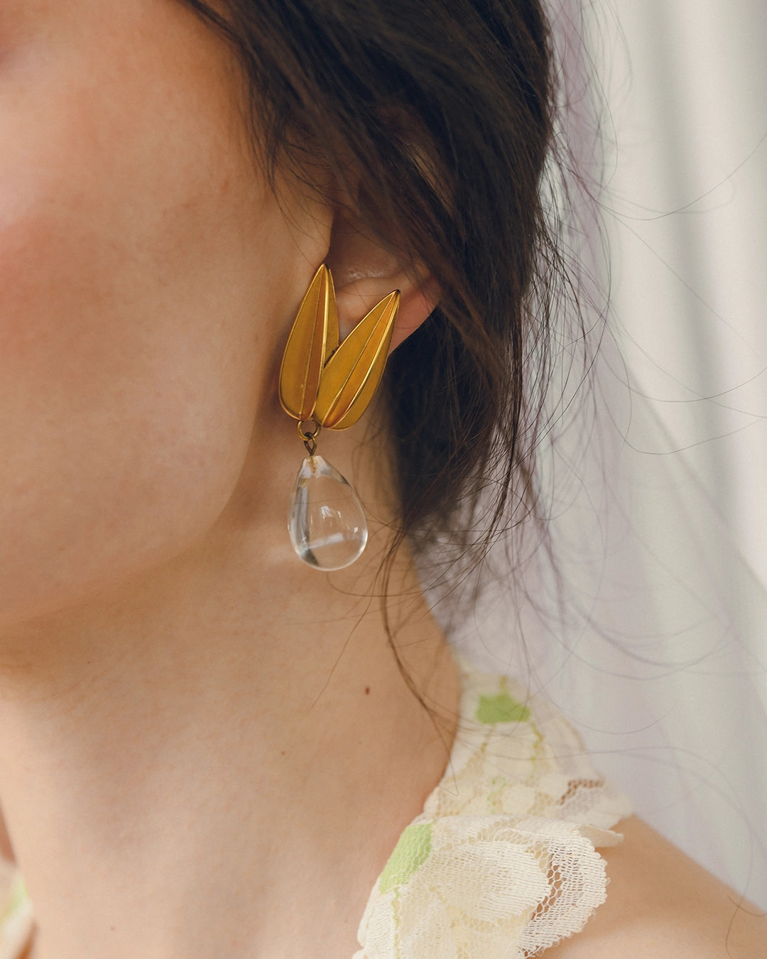 Vintage Glass Teardrop Earrings, Attributed To Robert Lee Morris