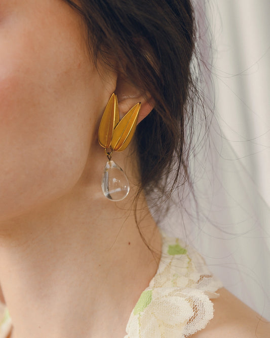Vintage Glass Teardrop Earrings, Attributed To Robert Lee Morris