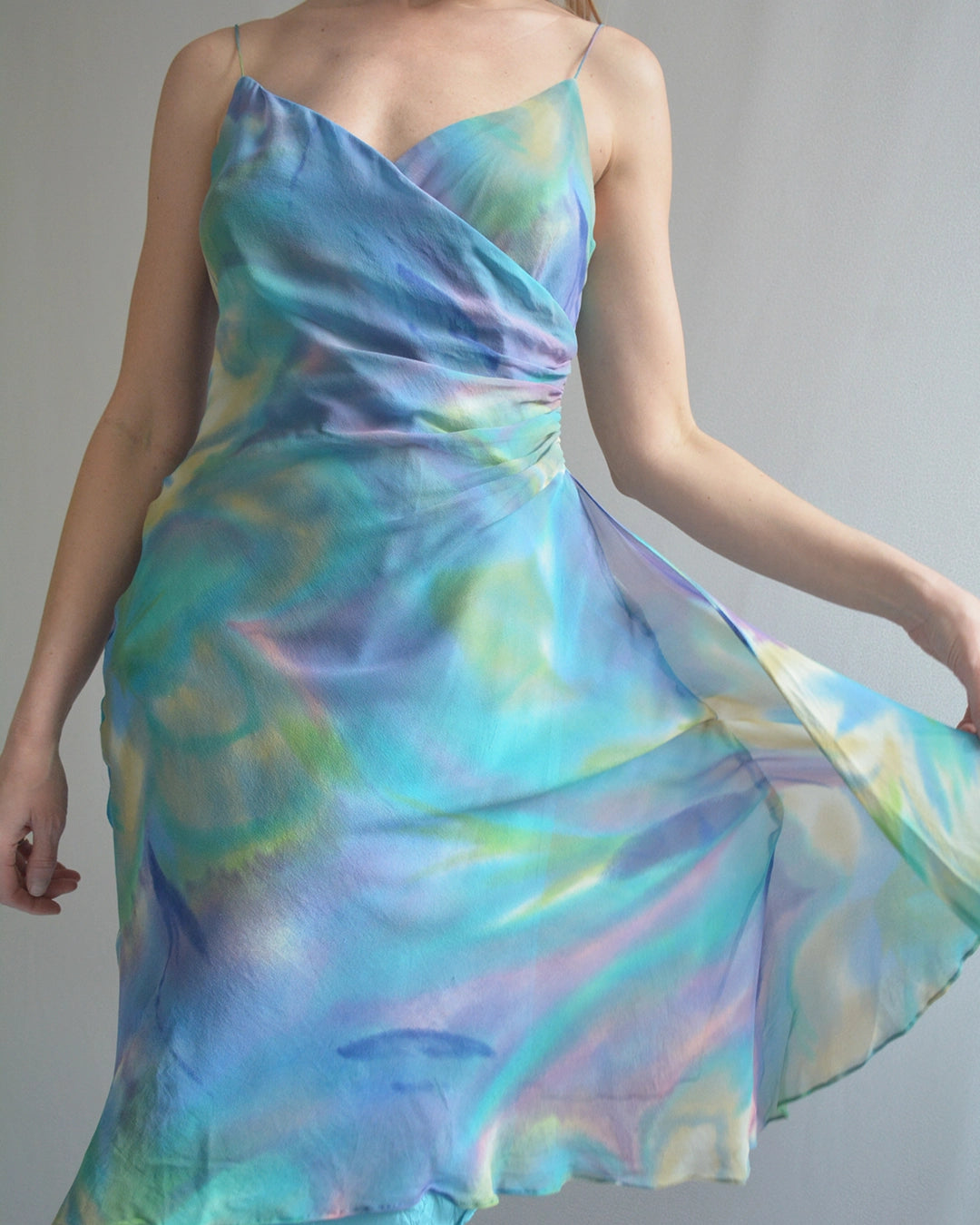 Vintage Hand-Dyed Bias-Cut Silk Chiffon Dress
