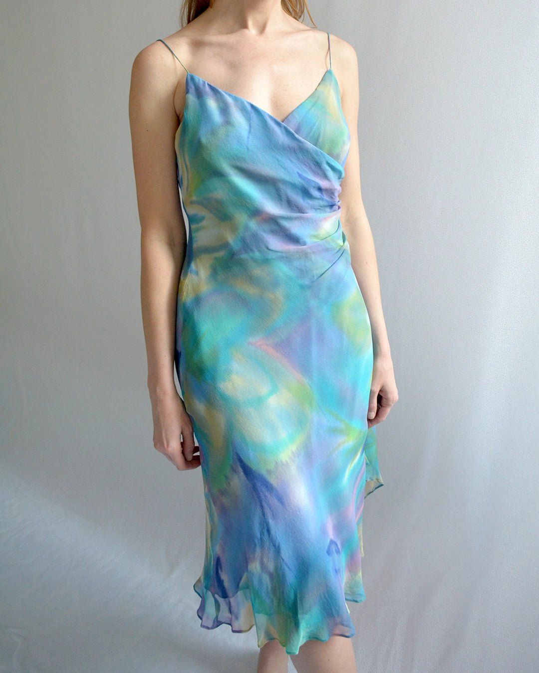 Vintage Hand-Dyed Bias-Cut Silk Chiffon Dress