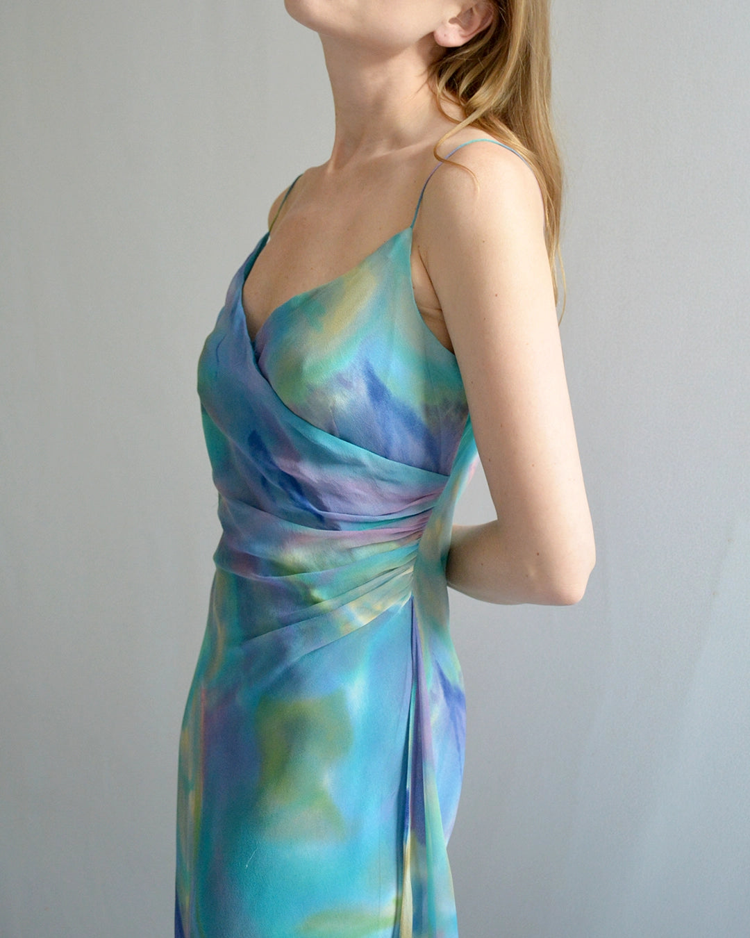 Vintage Hand-Dyed Bias-Cut Silk Chiffon Dress