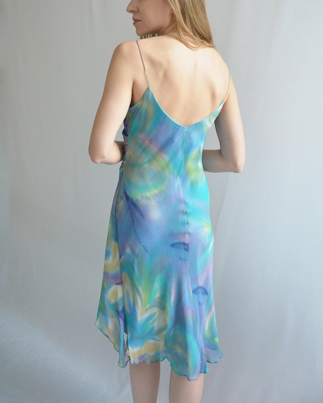 Vintage Hand-Dyed Bias-Cut Silk Chiffon Dress