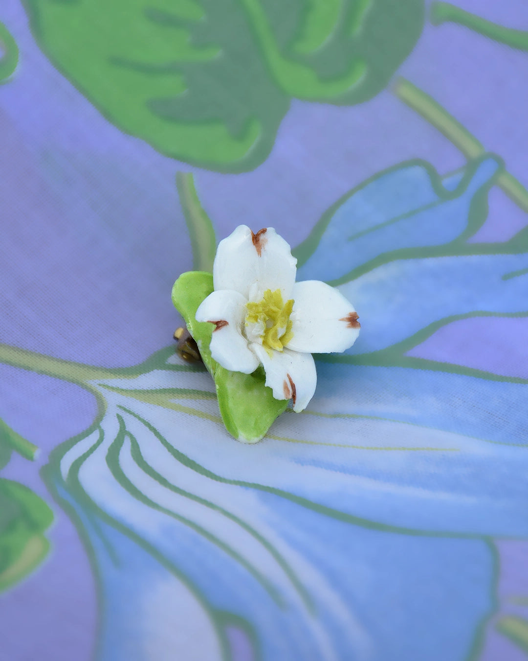 Vintage Hand Painted Porcelain Flower Earrings