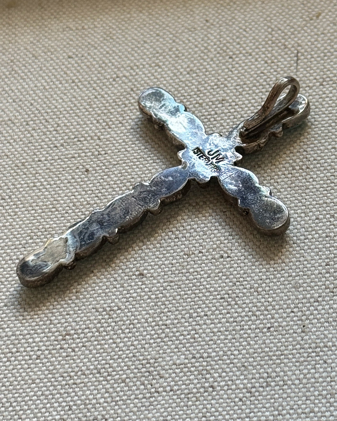 Vintage James Mason Sterling Silver Turquoise Cross Pendant