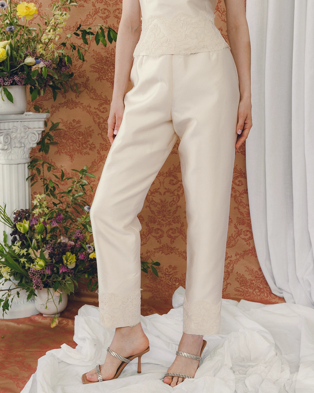 Vintage Lace-Trimmed Ivory Bridal Suit