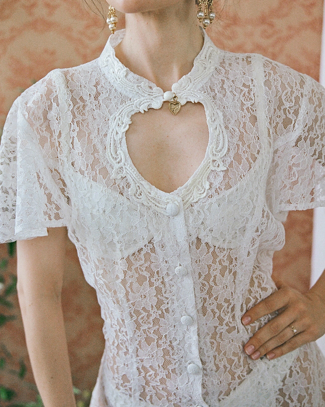 Vintage Lace Dress With Cut-Out Neckline