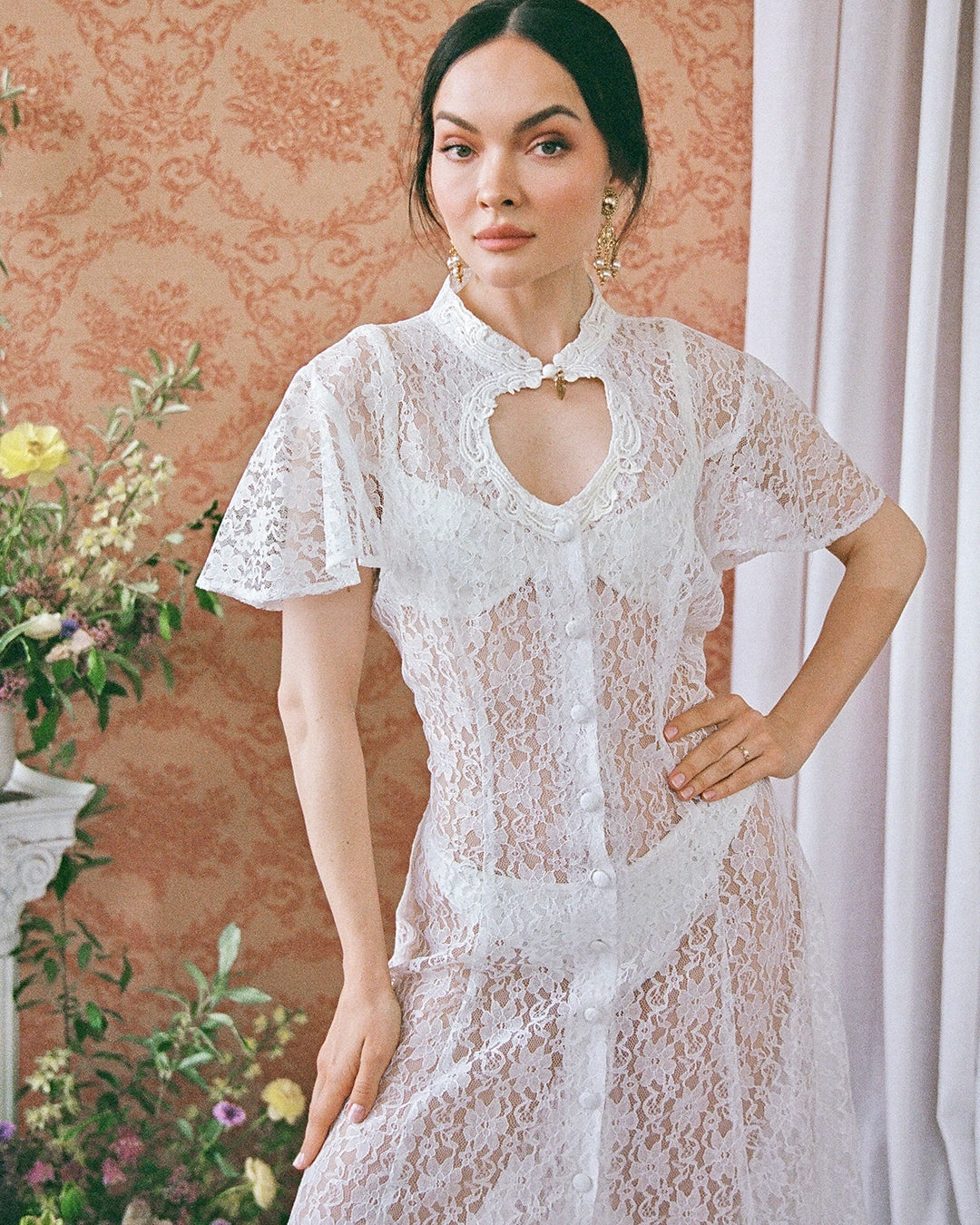 Vintage Lace Dress With Cut-Out Neckline