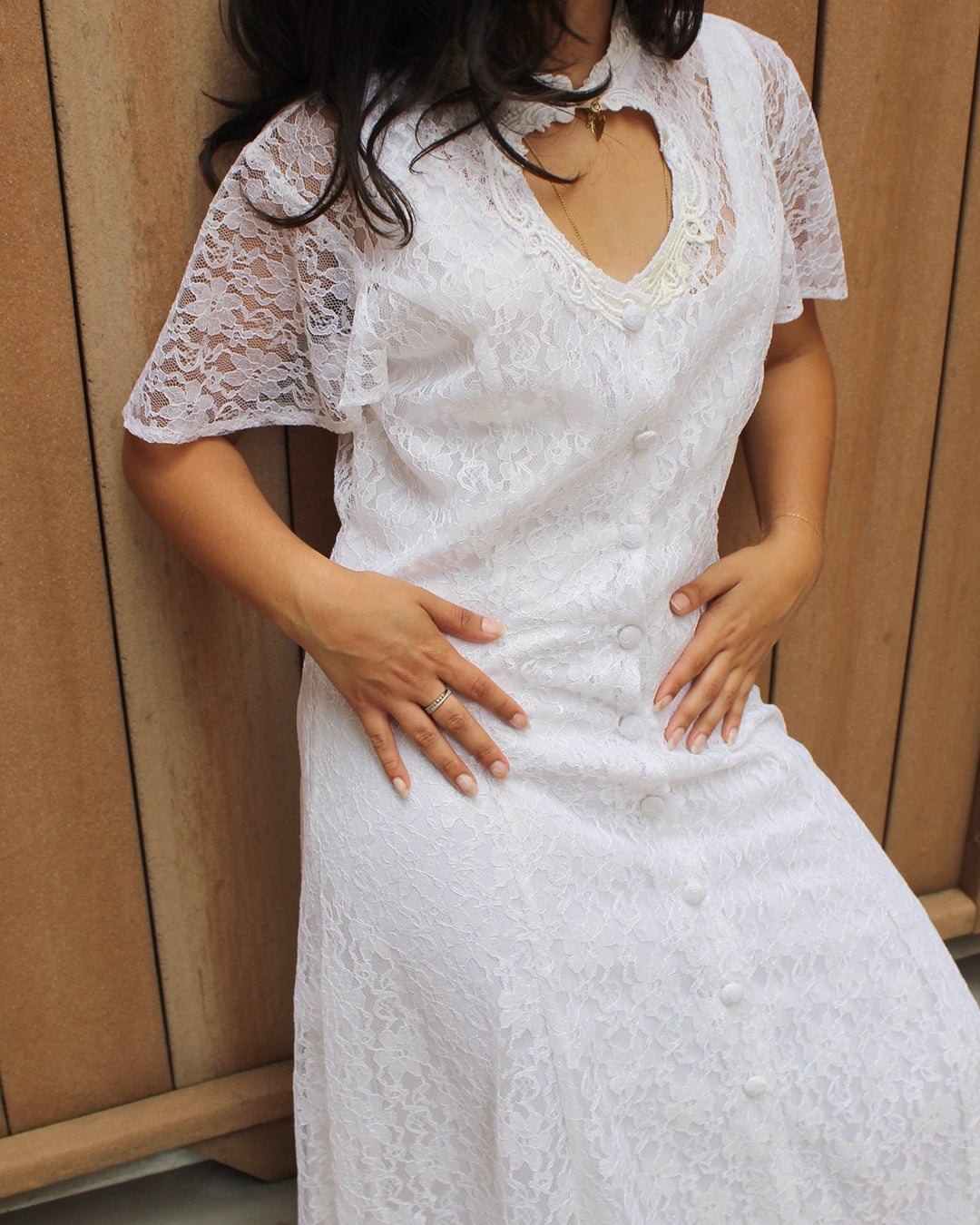 Vintage Lace Dress With Cut-Out Neckline