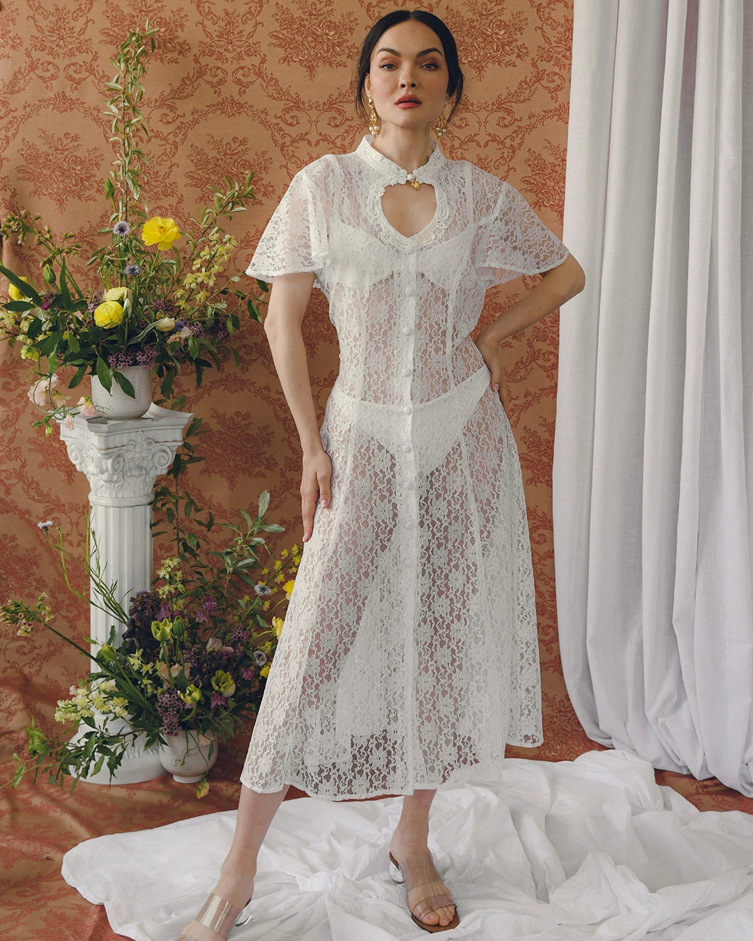 Vintage Lace Dress With Cut-Out Neckline
