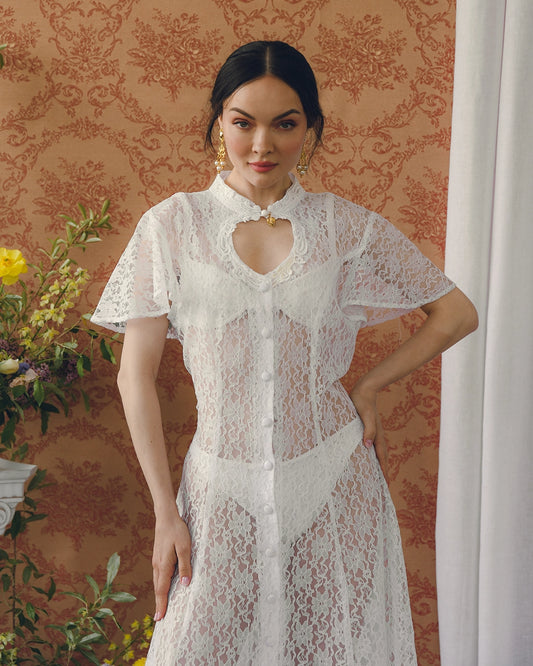 Vintage Lace Dress With Cut-Out Neckline