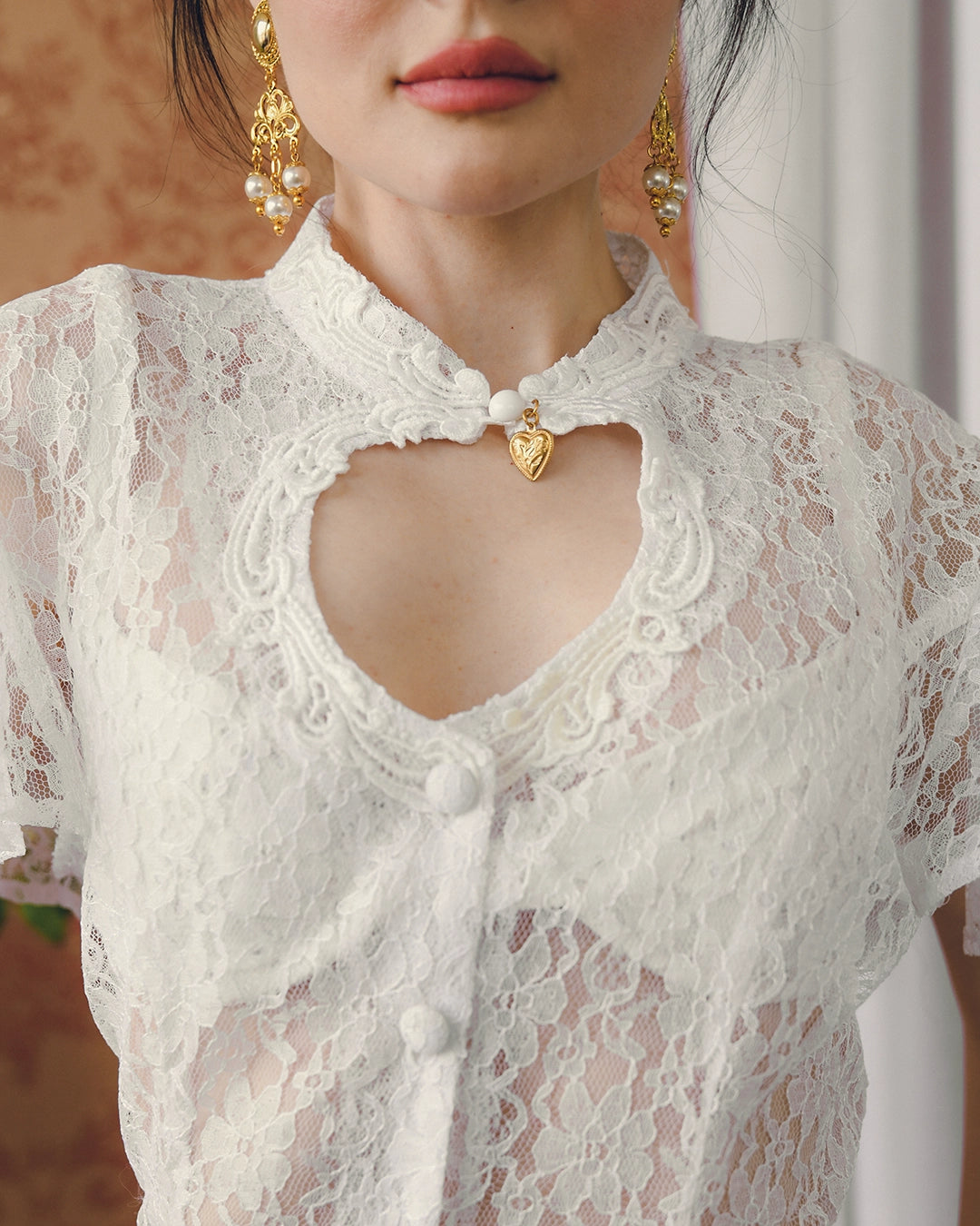 Vintage Lace Dress With Cut-Out Neckline